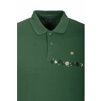 Erkek Polo Yaka Tişört Koyu Yeşil%100 Pamuk Slim Fit Ribanalı Kol Nakışlı T-shirt NCS JEANS 1169 YEŞİL S