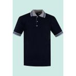 Erkek Polo Yaka Tshirt Pamuklu Nefes Alabilir Biloba Shirt Şık Günlük Iş Kullanımı Için - Lacivert - Gri