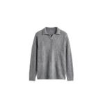 Erkek Polo Yaka Yumuşak Dokulu Oversize Kazak Gri