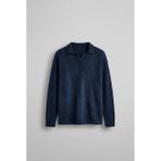 Erkek Polo Yaka Yumuşak Dokulu Oversize Kazak Lacivert