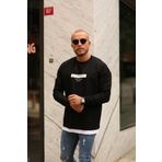 Erkek Premıum Baskılı Oversıze Siyah Sweatshirt