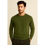 Erkek Premium Bisiklet Yaka Yumuşak Dokulu Triko Kazak Haki - L - XL