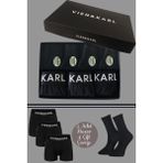 Erkek Premium Kutuda 3 Siyah Boxer 4 Bambu Çorap Set