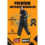 Erkek Premium Motorcu Kurye Yağmurluk Takım Su Geçirmez Pvc Kumaş Reflektörlü - Siyah