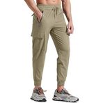 Erkek Quich Dry Running Athletic Dar Paça Joggers Hafif Outdoor Pantolon BEJ M