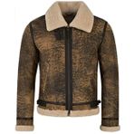 Erkek RAF Aviator B3 Shearling Flying Vintage Hakiki Pilot Ceket - Doğal Koyun Derisi Shearling Suni Kürk Saf Deri Ceket - Kış Dış Giyim Kıyafet Sıcak Gerçek - Erkek Bomber Ceket, bej, XL