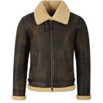 Erkek RAF Aviator B3 Shearling Flying Vintage Hakiki Pilot Ceket - Doğal Koyun Derisi Shearling Suni Kürk Saf Deri Ceket - Kış Dış Giyim Kıyafet Sıcak Gerçek - Erkek Bomber Ceket, Orman Beji, L