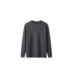 Erkek Rahat Kalıp Fitilli Uzun Kollu Sweatshirt Füme