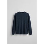 Erkek Rahat Kalıp Fitilli Uzun Kollu Sweatshirt Petrol Mavi
