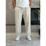 Erkek Rahat Kalıp Keten Pantolon Krem ECA001