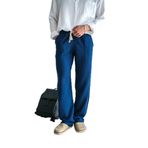 Erkek Rahat Kesim Baggy Fit Müslin Pantolon Lacivert