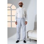 Erkek Rahat Kesim Beli Lastikli Cepli Hac ve Umre Keten Şalvar Pantolon - Açık Gri (KRK)