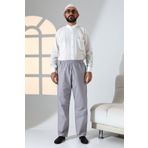 Erkek Rahat Kesim Beli Lastikli Cepli Hac ve Umre Keten Şalvar Pantolon - Gri (KRK)