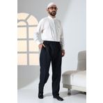Erkek Rahat Kesim Beli Lastikli Cepli Hac ve Umre Kumaş Şalvar Pantolon - Lacivert (KRK)