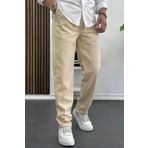 Erkek Rahat Kesim Keten Pantolon Bej Edw138