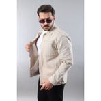 Erkek Regular Fit Bej Spor Model Fermuarlı Kot Ceket - 0G-Mavi