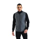 Erkek Regular Fit Bomber Yaka Cepli Kapitone Scuba Kumaş Fermuar Detaylı İnce Yelek GRİ S