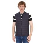 Erkek Regular Fit Bomber Yaka Cepli Kapitone Scuba Kumaş Fermuar Detaylı İnce Yelek LACİVERT M