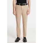 Erkek Regular Fit Chino Esnek Yandan Cepli Önü Fermuarlı Pamuklu Dokulu Bej Pantolon