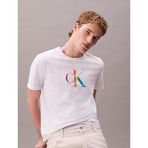 Erkek Regular Fit CK Logo Baskılı Pamuklu Kısa Kollu Beyaz T-Shirt LV04RC800G-YAA