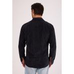 Erkek Regular Fit Fitilli Kalın Kadife Oduncu Gömlek - Siyah - 2XL
