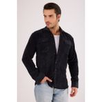 Erkek Regular Fit Fitilli Kalın Kadife Oduncu Gömlek - Siyah - XL