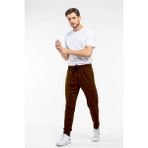 Erkek Regular Fit Ince Eşofman Altı SPR24EA81 - 3XL - Kahverengi