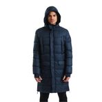 Erkek Regular Fit Kapüşonlu Çok Cepli Eldivenli Rüzgar ve Su Geçirmez Şişme Kışlık Uzun Mont LACİVERT S