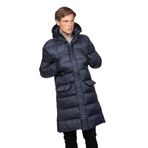 Erkek Regular Fit Kapüşonlu Çok Cepli Eldivenli Rüzgar ve Su Geçirmez Şişme Kışlık Uzun Mont LACİVERT XXL