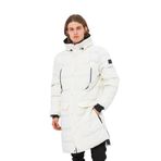 Erkek Regular Fit Kapüşonlu Çok Cepli Eldivenli Rüzgar ve Su Geçirmez Şişme Kışlık Uzun Mont OFF WHITE M