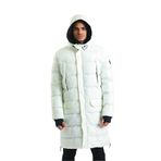 Erkek Regular Fit Kapüşonlu Çok Cepli Eldivenli Rüzgar ve Su Geçirmez Şişme Kışlık Uzun Mont OFF WHITE S