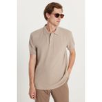 Erkek Regular Fit Klasik Kesim Pamuklu Yumuşak Dokulu Serin Tutan Kumaş Düz Taş Polo Yaka Tişört - 2XL