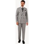 Erkek Regular Fit Kruvaze Takım Elbise - Gri - 52 / 6