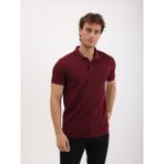 Erkek Regular Fit Polo Yaka Waffle Basic Tişört - Bordo - M