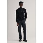 Erkek Regular Fit Yarım Fermuarlı Kazak - Siyah - Black