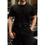 Erkek Regular Fit Yüksek Kalite %100 Pamuk Basic Tişört 24/1 - Siyah - 2XL