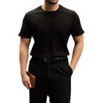 Erkek Regular Fit Yüksek Kalite%100 Pamuk Basic Tişört 24/1 Siyah 3XL