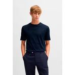 Erkek Regular Fit Yuvarlak Yaka Monogram Logo İşlemeli%100 Pamuklu Kısa Kollu Lacivert T-Shirt 50532753-404