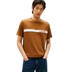 Erkek Regular Fit%100 Pamuklu Yuvarlak Yakalı Logo İşlemeli Kısa Kollu Kahverengi T-Shirt MW0MW41765-GWP