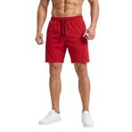 Erkek Regular Yüksek Baskılı İnce Yazlık Spor Şortu (Kırmızı, 2XL)