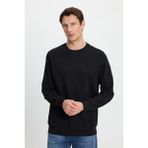 Erkek Relax Fit Rahat Kesim %100 Pamuk 2 İplik Bisiklet Yaka Siyah Sweatshirt