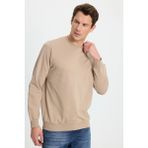 Erkek Relax Fit Rahat Kesim %100 Pamuk 2 İplik Bisiklet Yaka Taş Sweatshirt