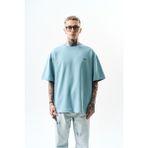 Erkek Respire Yazı Detaylı Oversize T-Shirt Prada - Bebe Mavisi