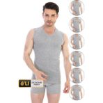 Erkek Ribana V Yaka Kolsuz Gri Atlet 921 6'lı Ekonomik Paket - XL