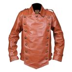 Erkek Rocketeer Billy Campbell Cliff Secord Kahverengi Günlük V Şekilli Deri Ceket, taba rengi, S