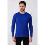 Erkek Saks Mavi Triko Bluz - XL