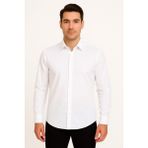 Erkek Saten Slimfit Uzun Kol Gömlek - 2XL - Beyaz