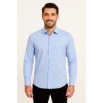 Erkek Saten Slimfit Uzun Kol Gömlek - 2XL - Mavi