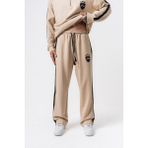 Erkek Şerit Detaylı Modal Baggy Eşofman Altı Bej - XL