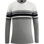 Erkek Sıfır Yaka Kazak Triko Renkli Şerit Desenli Klasik Kalıp - 5246C - Beyaz - XL